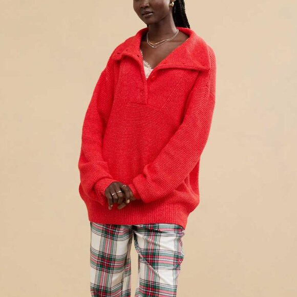 NEW Aerie CozyUp Waffle Button Sweater S - Picture 1 of 11